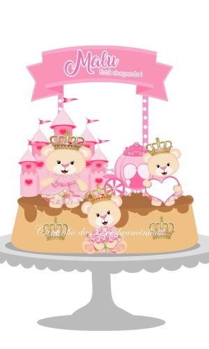 Arquivo de Corte Silhouette Ursa princesa-Topo para Bolo
