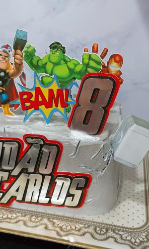 Kit com 5 arquivos de corte: 05-VINGADORES TOPO DE BOLO