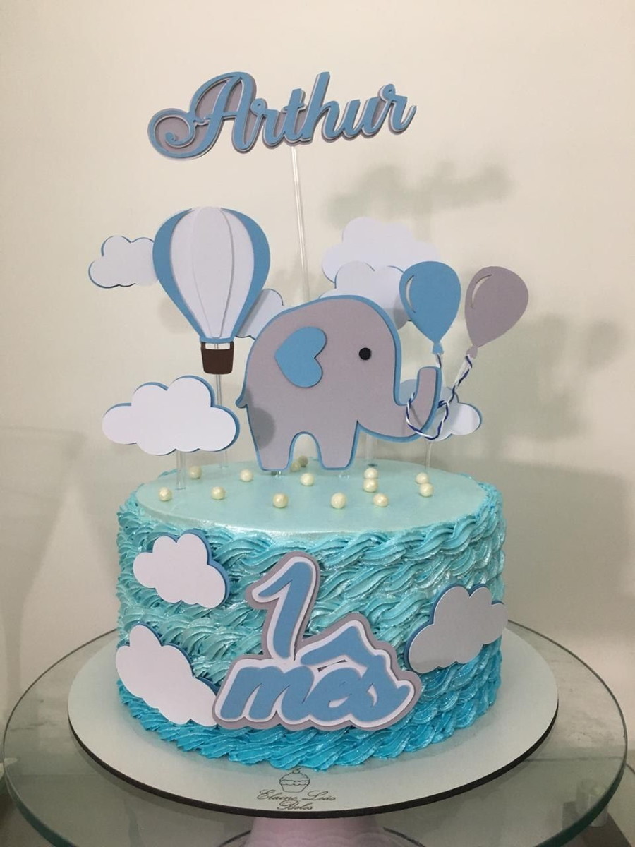 Arquivo de Corte Topo Bolo Elefante Azul
