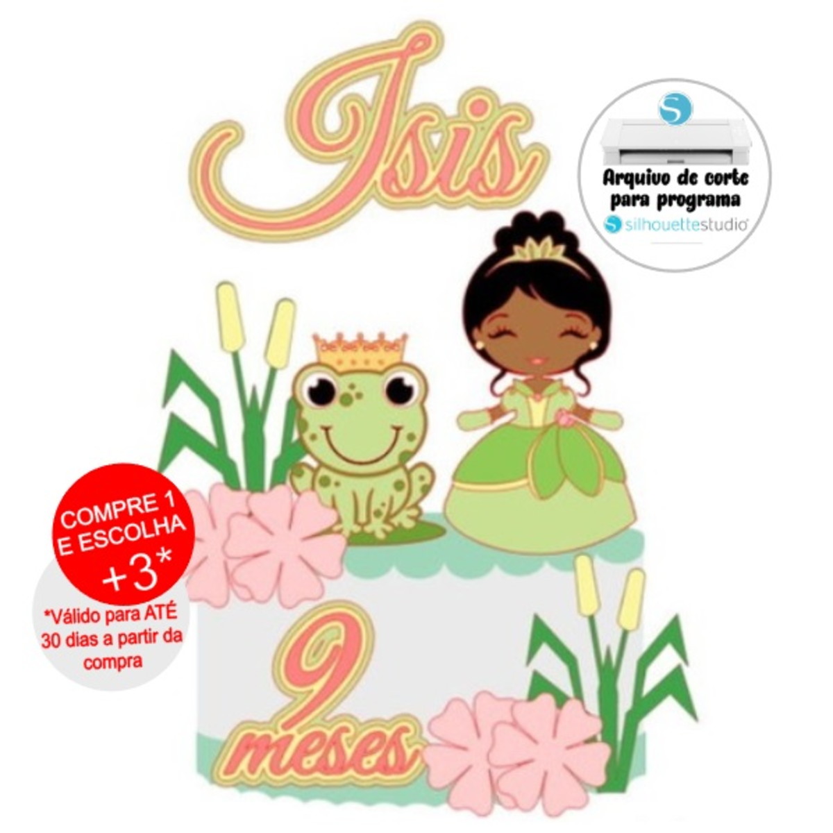 Arquivo de Corte Topo de Bolo a Princesa e o Sapo - Tiana