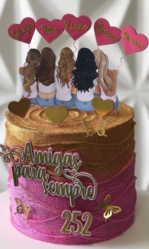 364 - Arquivo de Corte Topo de Bolo Amigas para Sempre