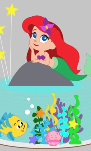 Arquivo de Corte Topo de Bolo Ariel Cute em Camadas