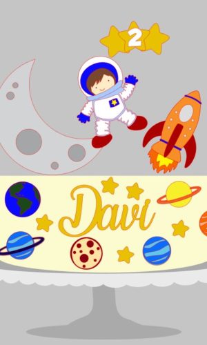 Arquivo de Corte - Topo de Bolo Astronauta Em Camadas