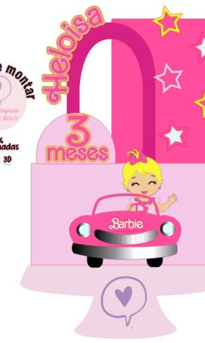 Arquivo de Corte Topo de Bolo Baby Barbie Carro 1