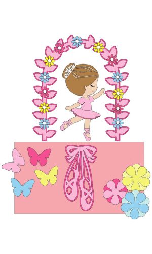 Arquivo de Corte Topo de Bolo Bailarina com Arco e Flores
