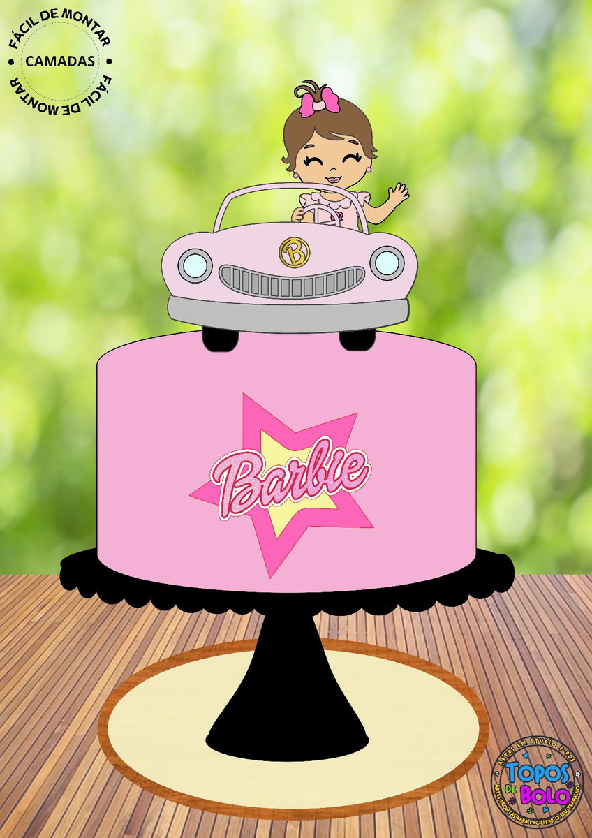 Arquivo de Corte Topo de Bolo Barbie Baby Carro