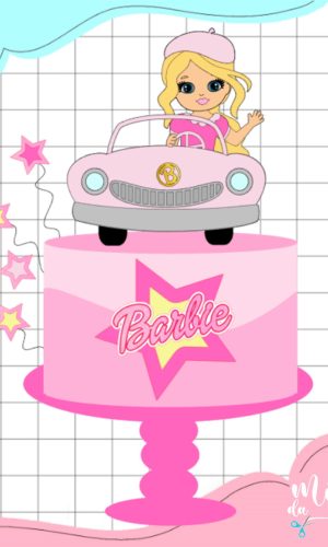 Arquivo de Corte Topo de Bolo Barbie Loira Baby + Carro 010