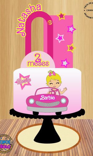 Arquivo de Corte Topo de Bolo Barbie Carro