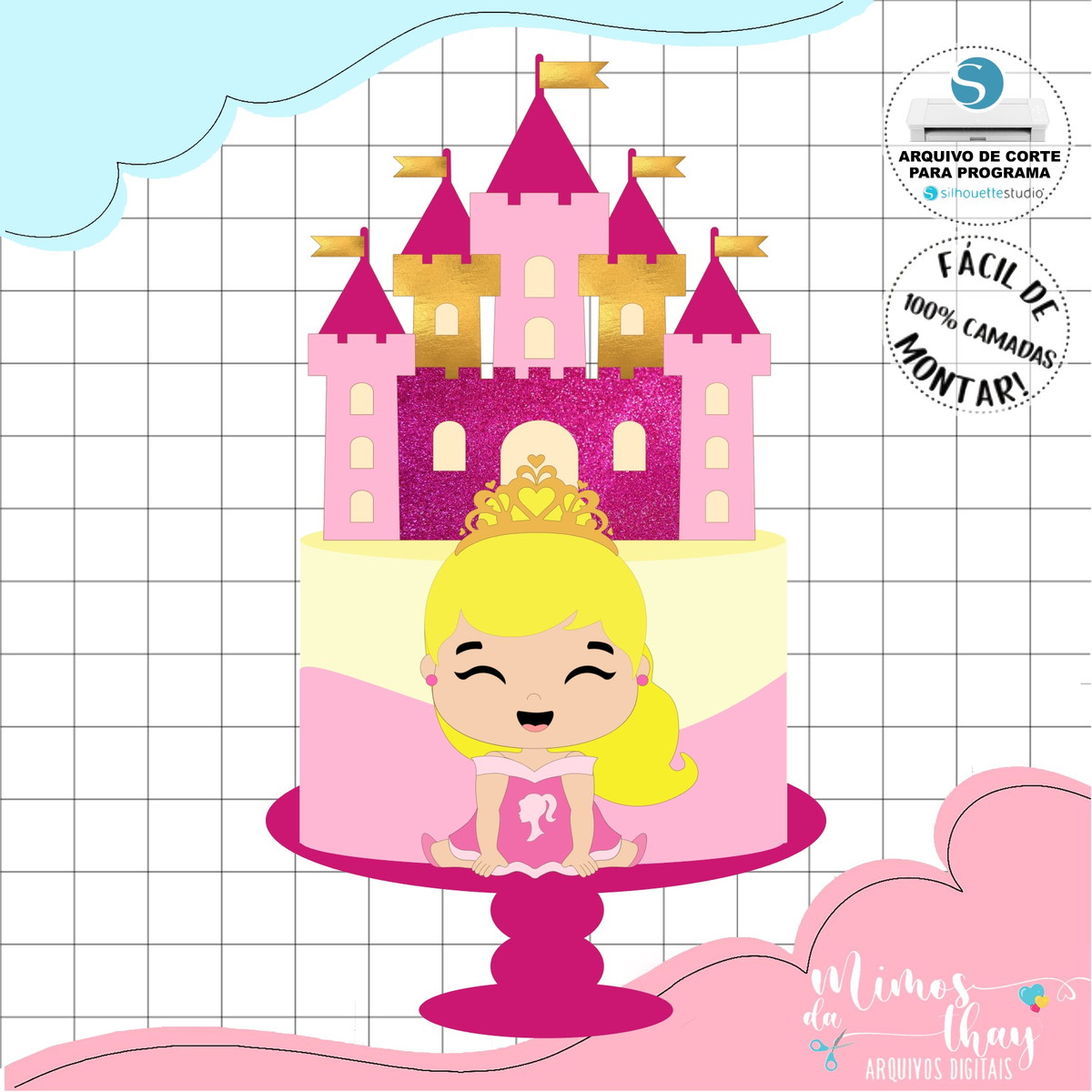 Arquivo de Corte Topo de Bolo Barbie Princesa Baby 026
