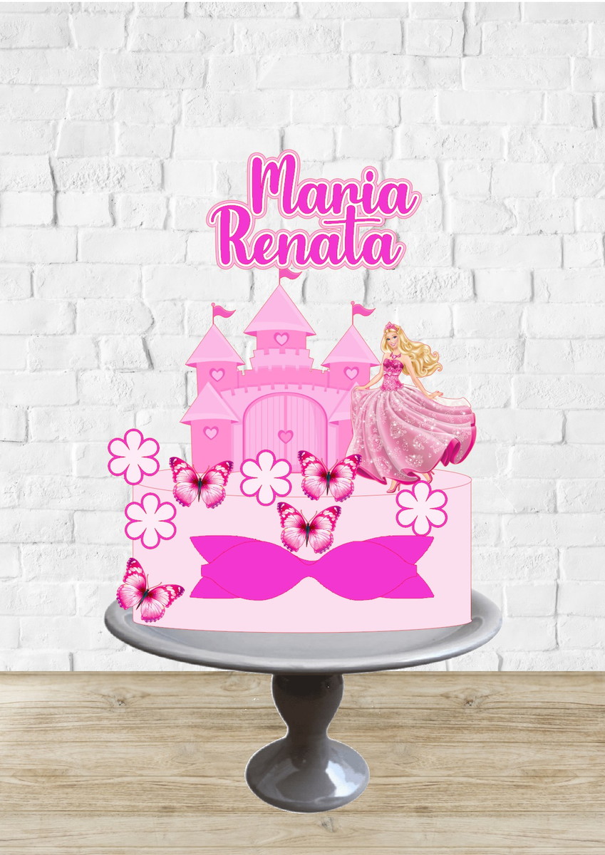 Arquivo de Corte Topo de Bolo Barbie Princesa Castelo