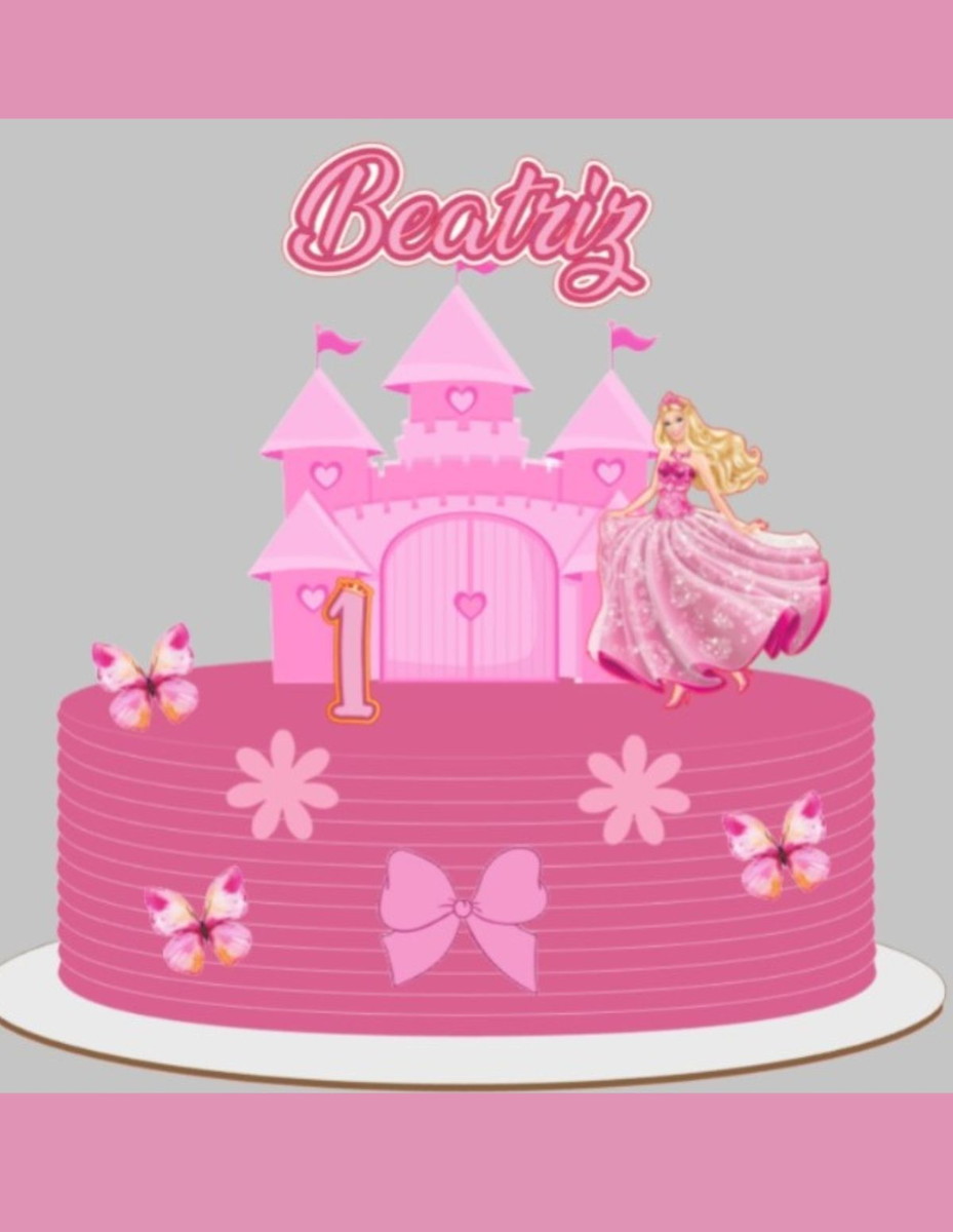Arquivo de Corte Topo de Bolo Barbie Princesa - Imagem 2
