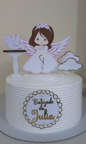 Arquivo de Corte Topo de Bolo Batizado, Anjinha