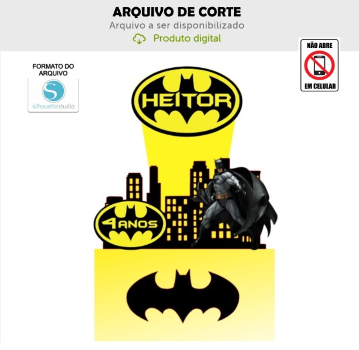 Arquivo de Corte Topo de Bolo Batman