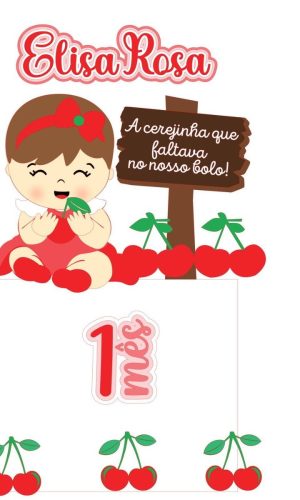 Arquivo de Corte Topo de Bolo Bebe Cereja