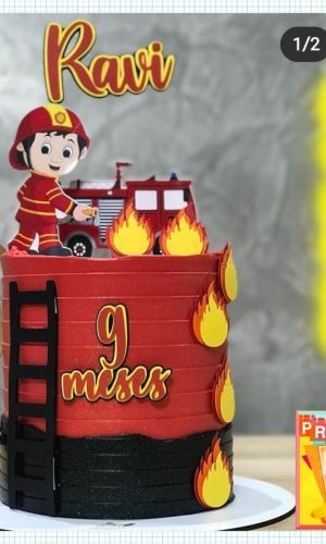 Arquivo De Corte Topo De Bolo Bombeiro *studio*