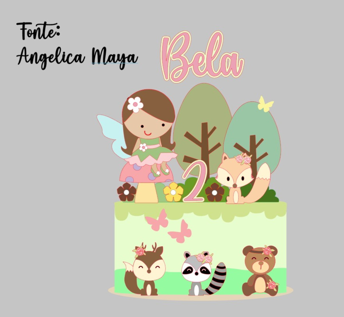 Arquivo: Topo de Bolo Bosque Encantado Menina - Camadas - Imagem 2