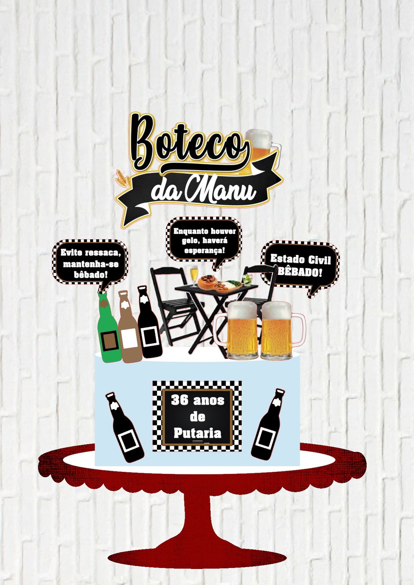 Arquivo de Corte Topo de Bolo Boteco Plaquinhas