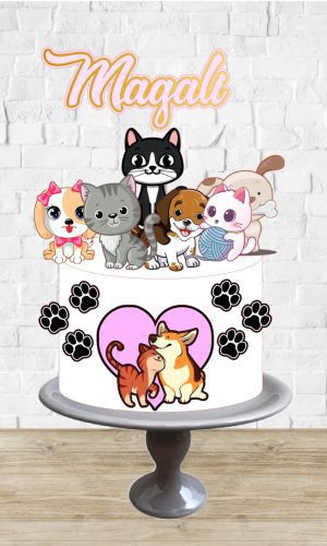 Arquivo de Corte Topo de Bolo Cachorros e Gatos