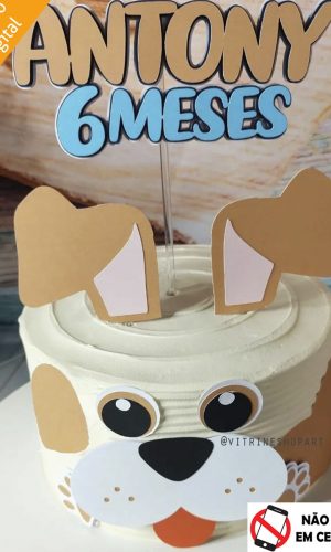 Arquivo de Corte Topo de Bolo Cachorrinho Topper Mesversario