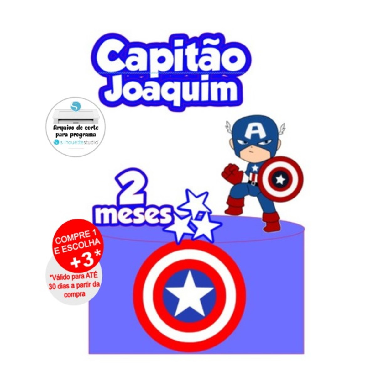 Arquivo de Corte Topo de Bolo Capitao America