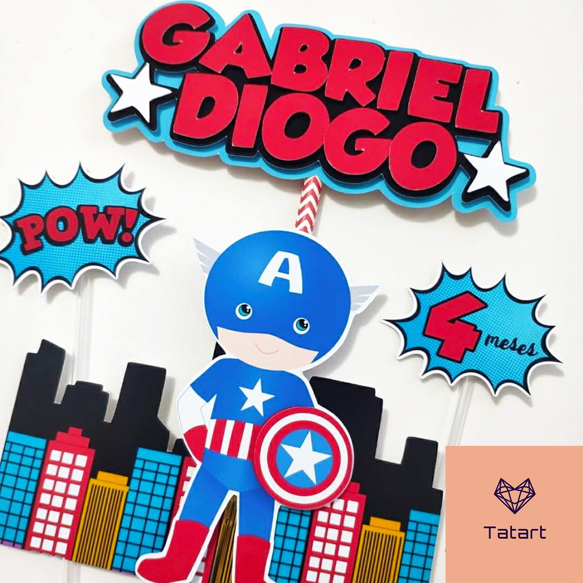 Studio/pdf Arquivo de Corte Topo de Bolo Capitão América - Imagem 3