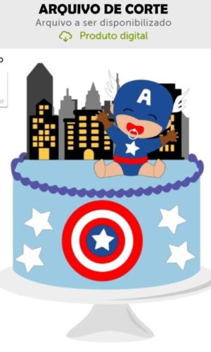 Arquivo de Corte Topo de Bolo Capitao America Bebê