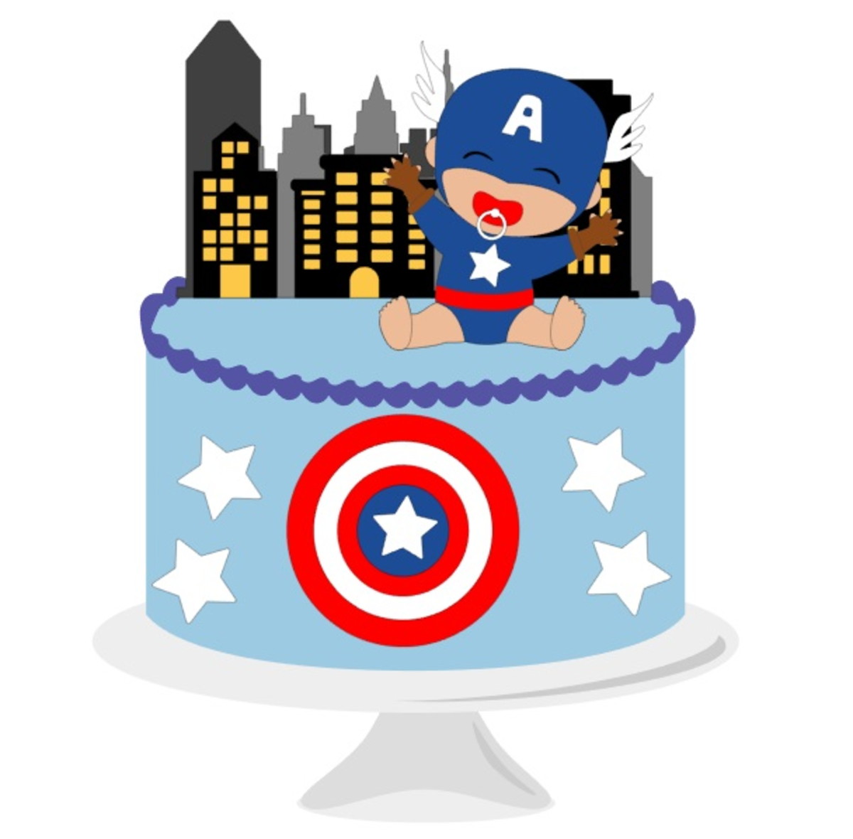 Arquivo de Corte Topo de Bolo Capitao America Bebê