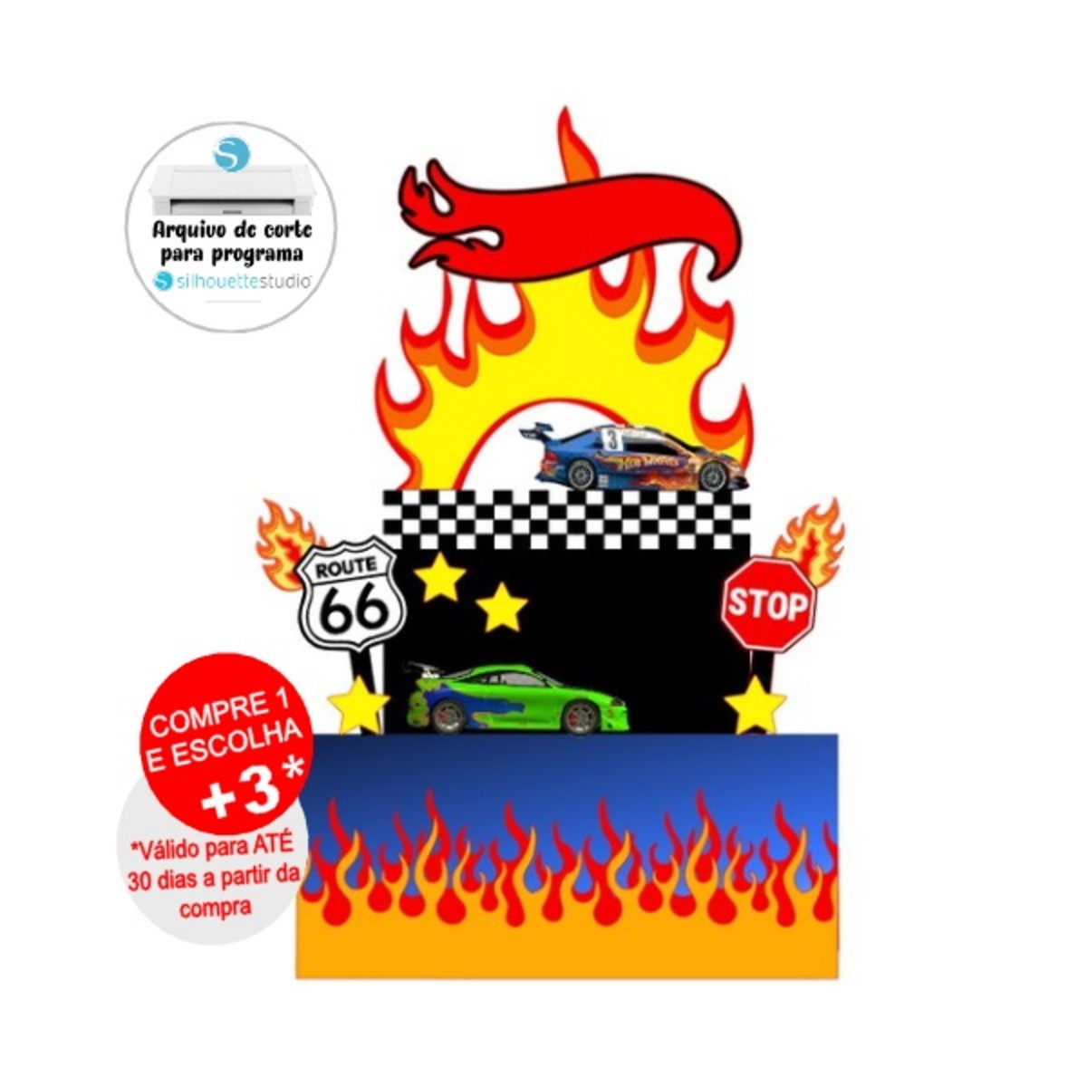 Arquivo de Corte Topo de Bolo Carro Hotweels