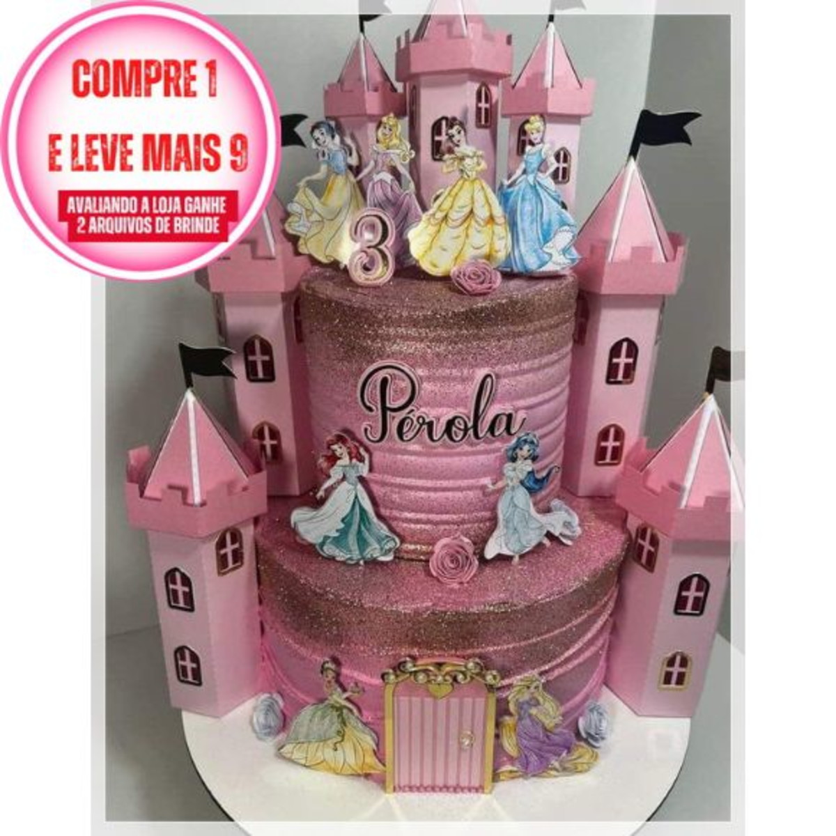Arquivo de Corte Topo de Bolo Castelo de Princesas #2901