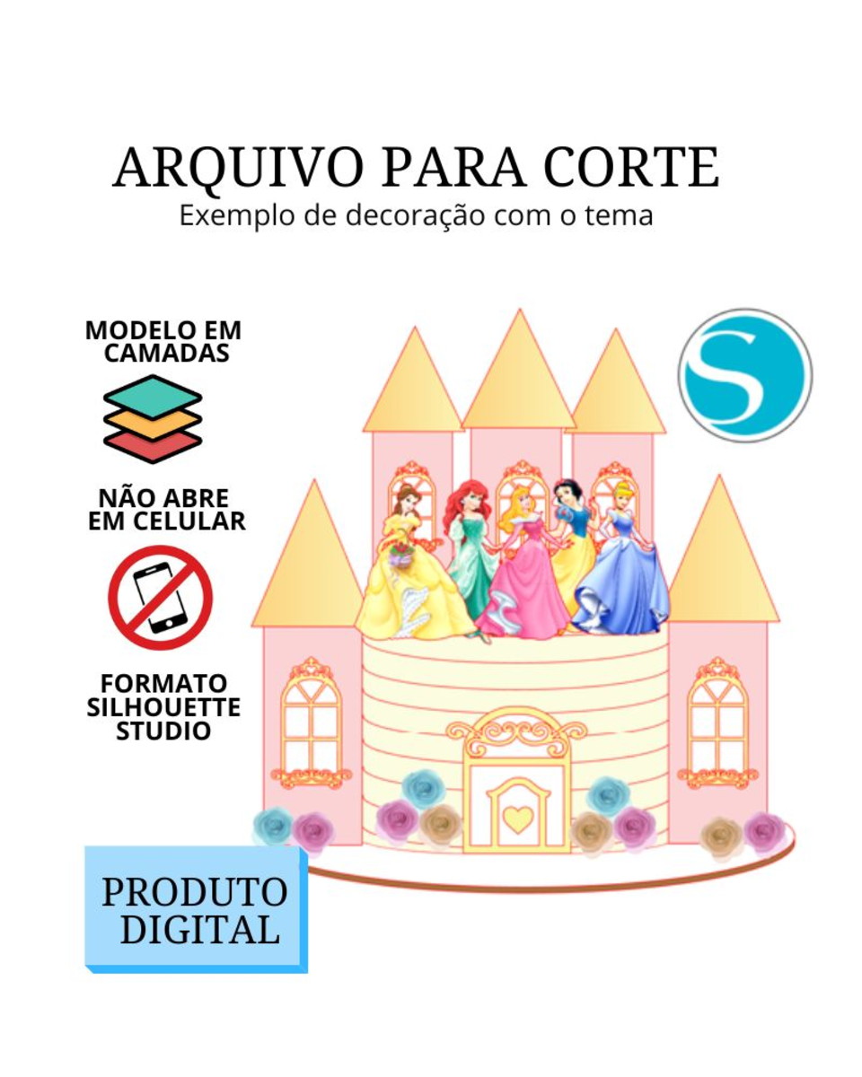 Arquivo de Corte Topo de Bolo - Castelo Princesa 1