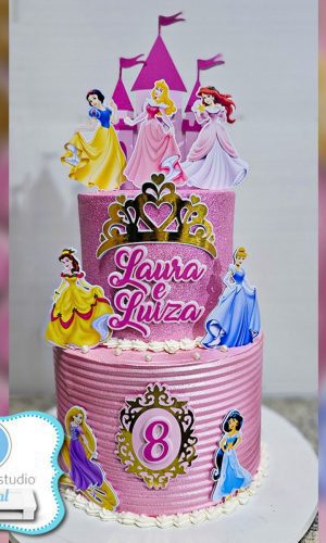 Arquivo de Corte /topo de Bolo - Castelo Princesas 2 + Pngs