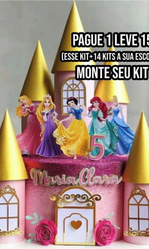 Arquivo de Corte Topo de Bolo Castelo Princesas Disney