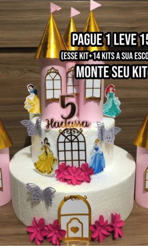 Arquivo de Corte Topo de Bolo Castelo Princesas Disney 2