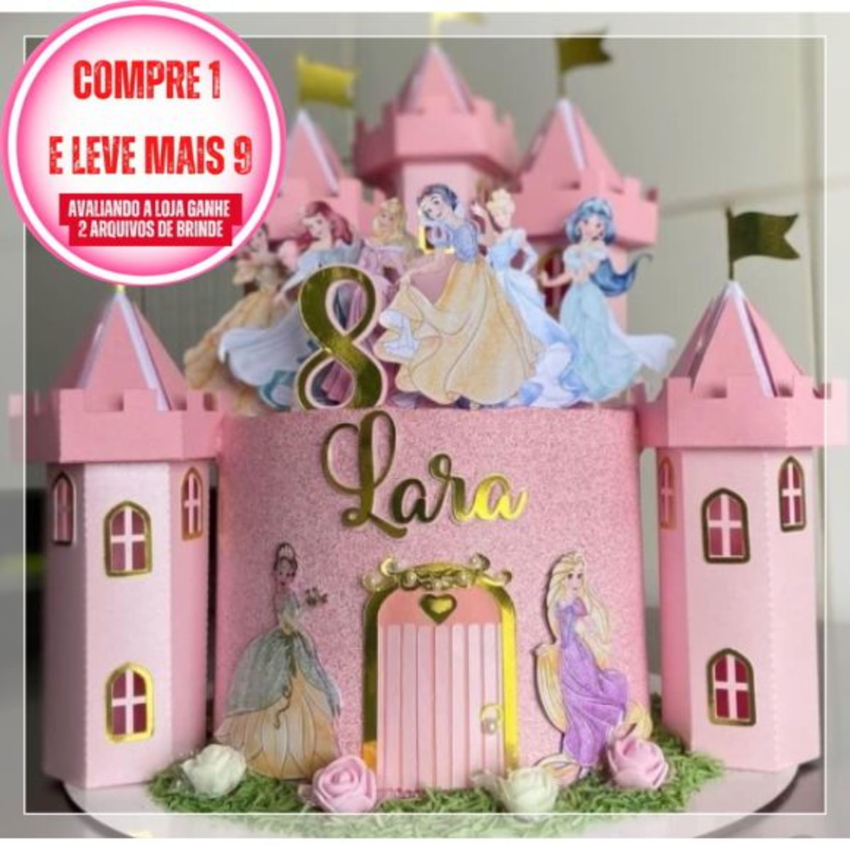 Arquivo de Corte Topo de Bolo Castelo Princesas Studio #2901 - Imagem 2