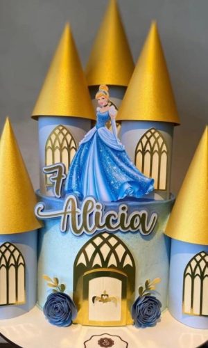 ARQUIVO DE CORTE TOPO DE BOLO Cinderela castelo 3d