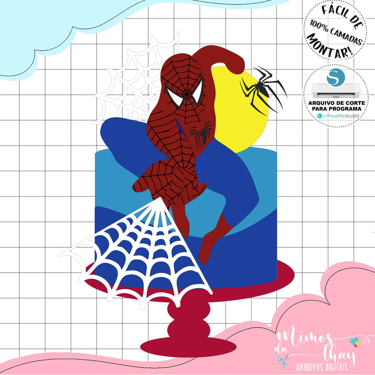 Arquivo de Corte: Topo de Bolo em Camadas Homem Aranha 011