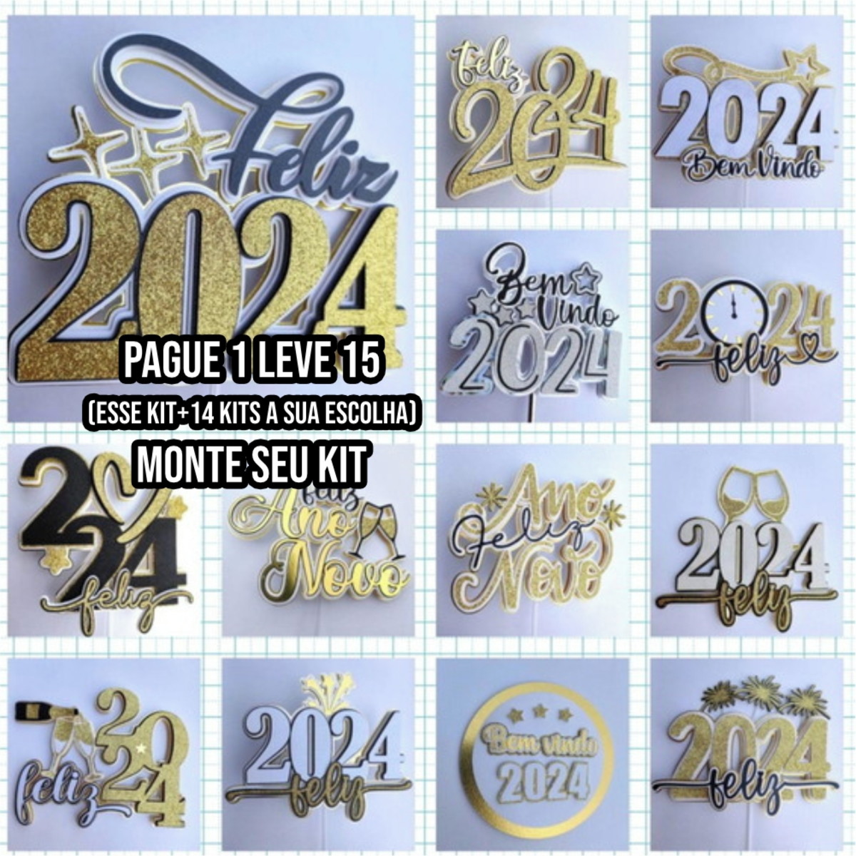 Arquivo de Corte Topo de Bolo Feliz 2024 - Imagem 2