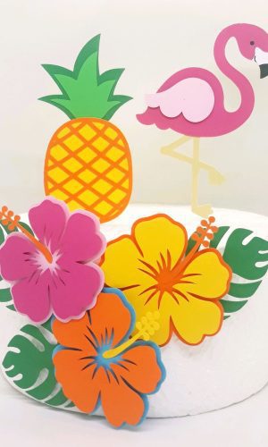 Arquivo de Corte Topo de Bolo Flamingo Tropical Studio