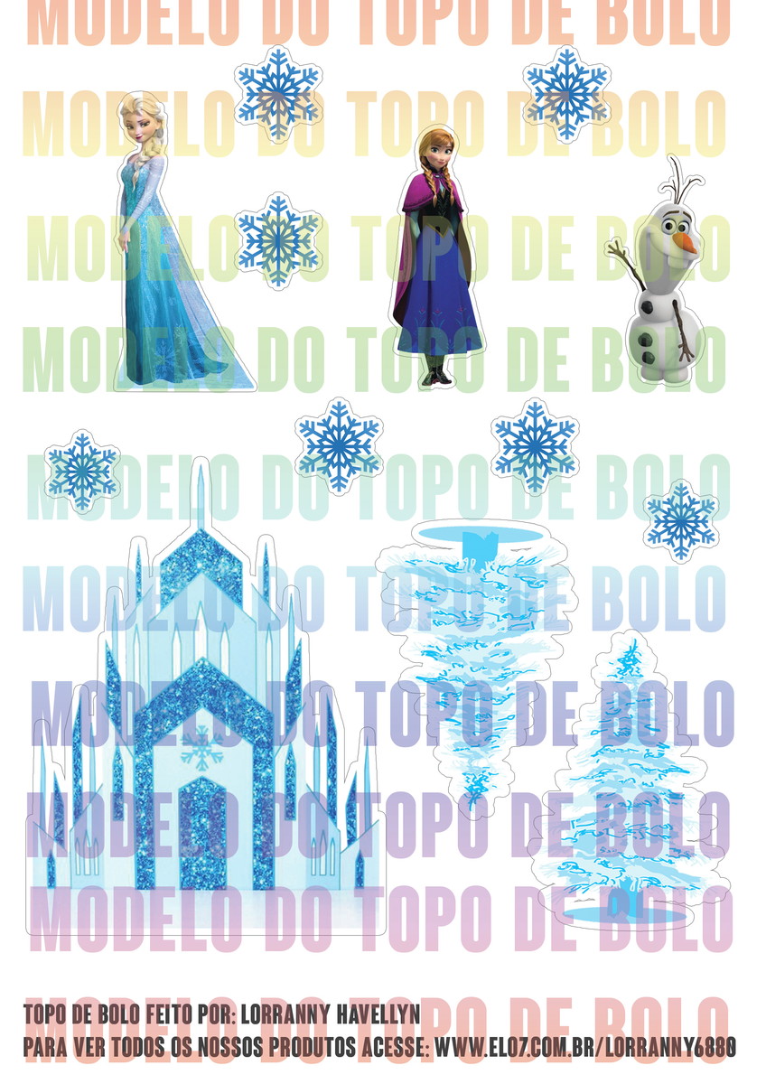 Arquivo de corte Topo de bolo Frozen #1 PDF/JPG - Imagem 2