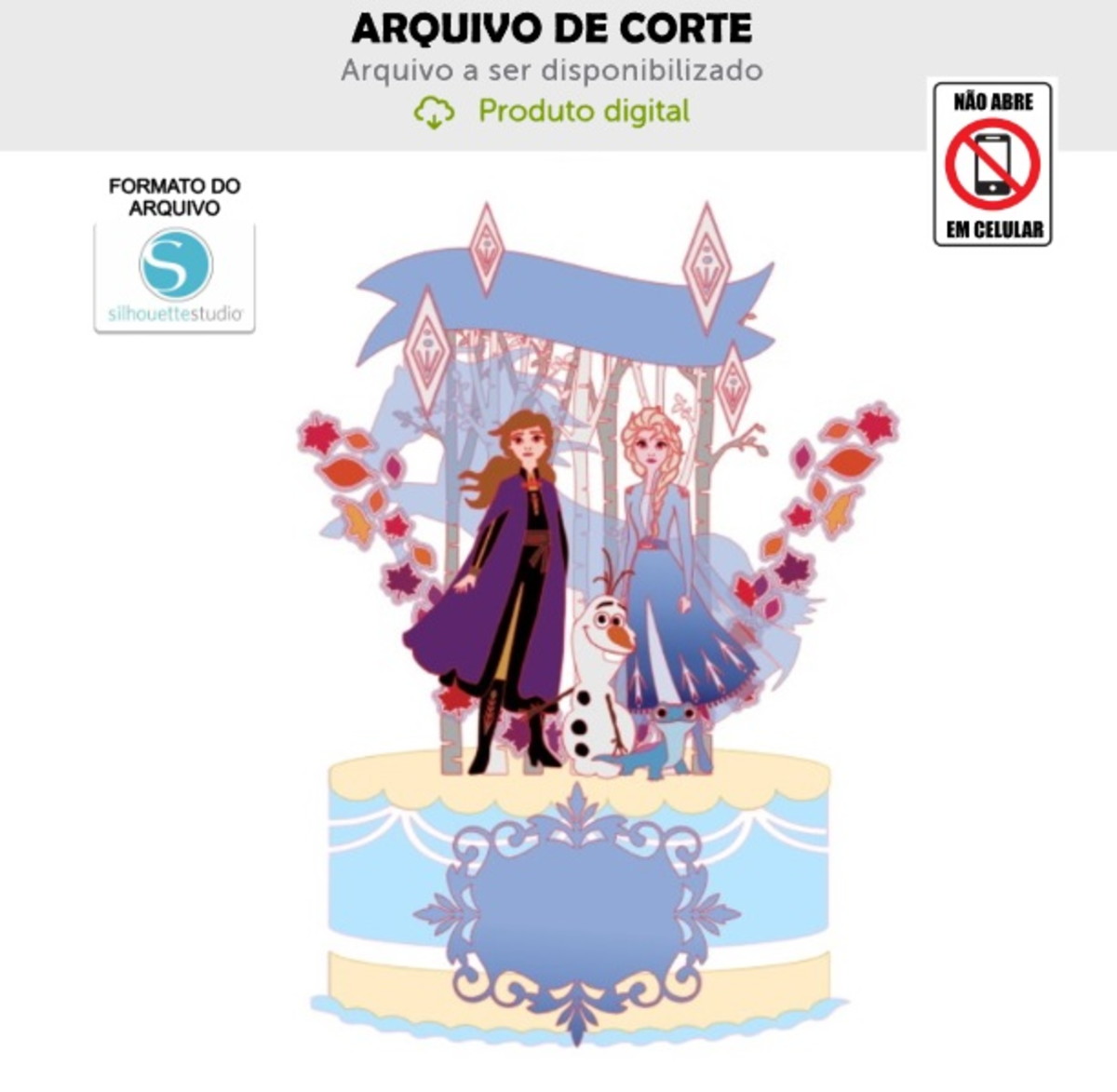 Arquivo de Corte Topo de Bolo Frozen