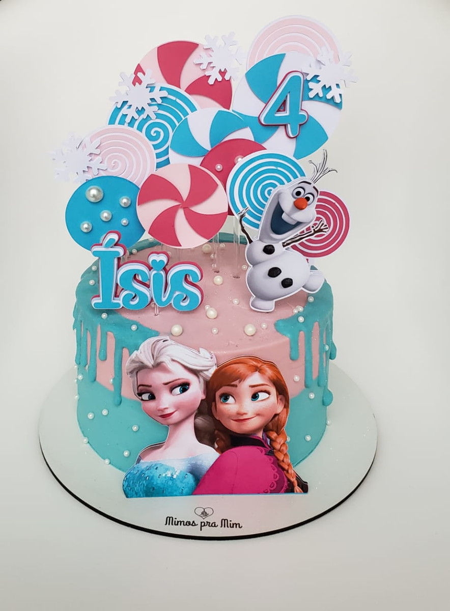 Arquivo de Corte Topo de Bolo Frozen com Pirulitos e Doces