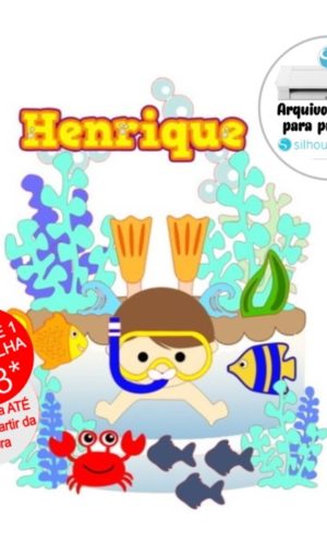 Arquivo de Corte Topo de Bolo Fundo do Mar - Mergulhador