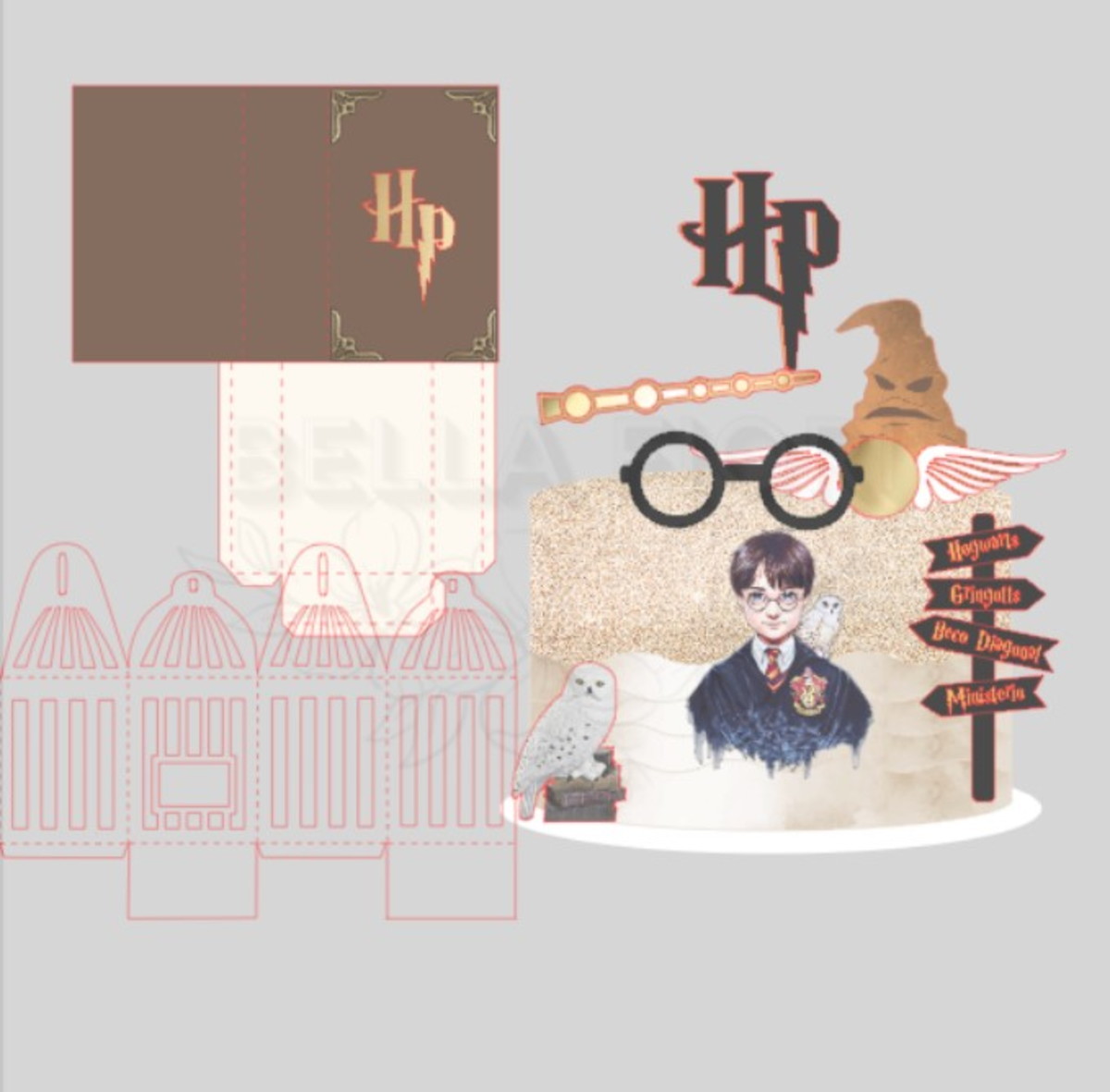 Arquivo de Corte Topo de Bolo Harry Potter - Bf