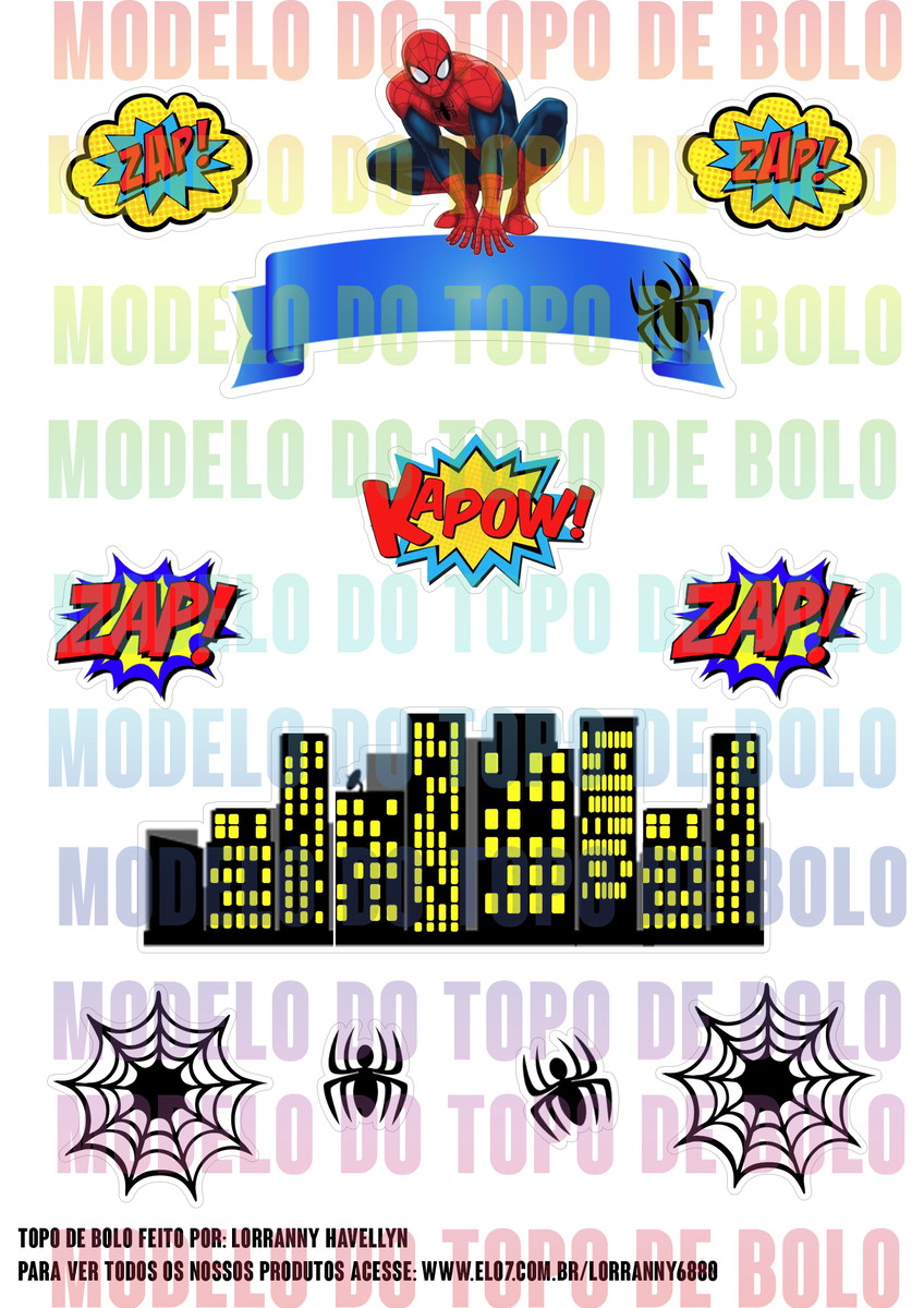 Arquivo de corte topo de bolo Homem Aranha #1 PDF/JPG - Imagem 2