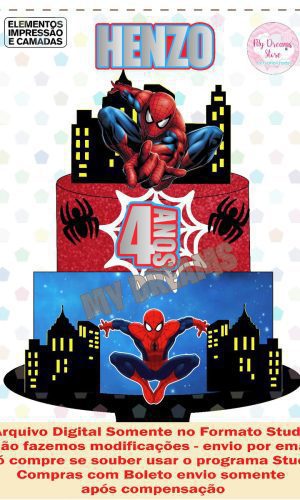 ARQUIVO DE CORTE - TOPO DE BOLO HOMEM ARANHA REF 092