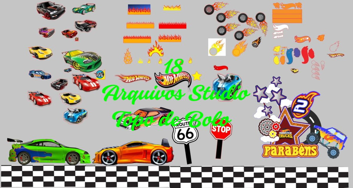 Arquivo de Corte Topo de Bolo - Hot Wheels 18 Arquivos - Imagem 2