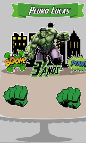 ARQUIVO DE CORTE - TOPO DE BOLO HULK 1