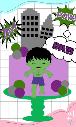 Arquivo de Corte Topo de Bolo Hulk Cute 002