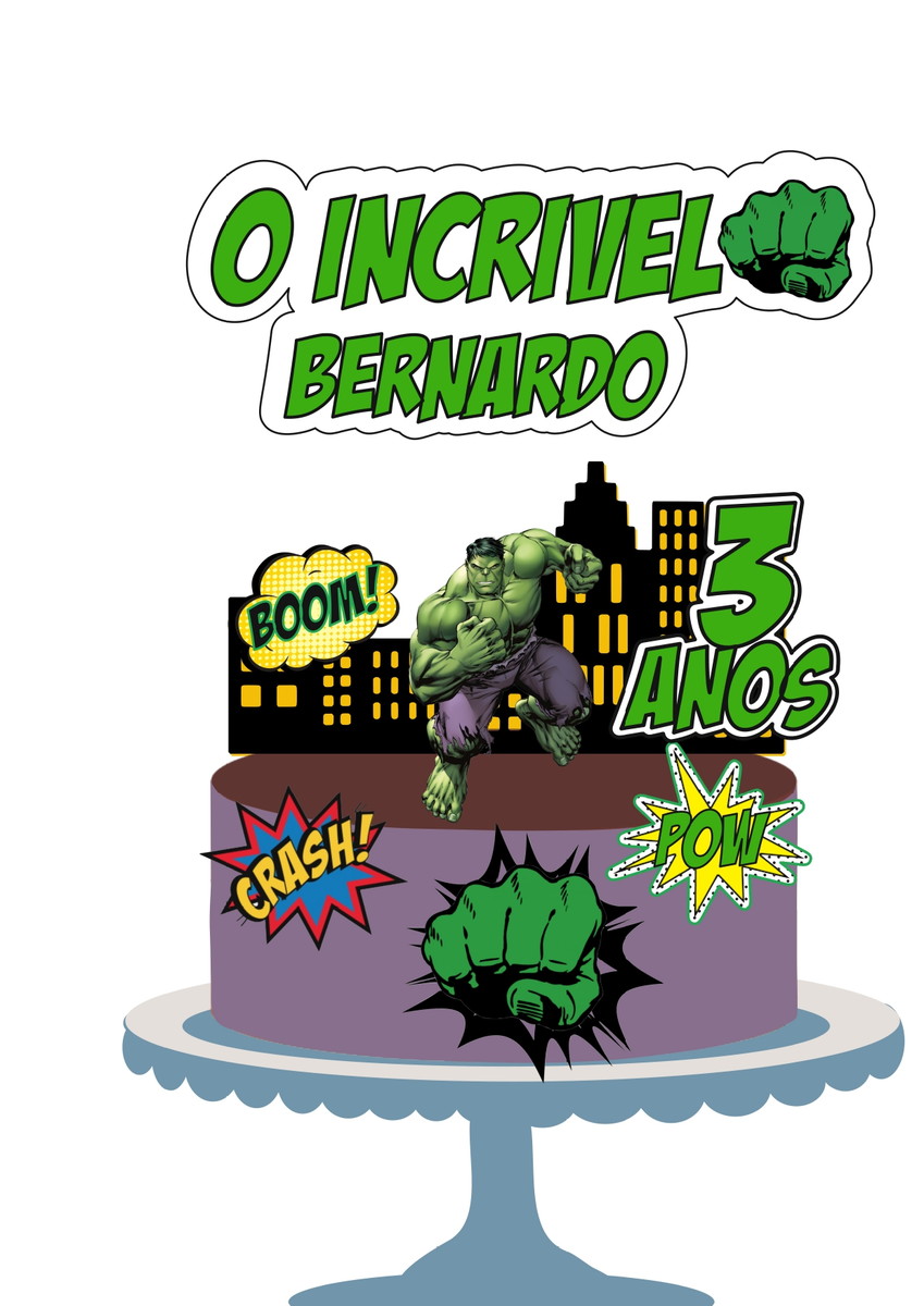 10 Arquivos Por R$ 10,00 Topo de Bolo Hulk 1 - Imagem 2