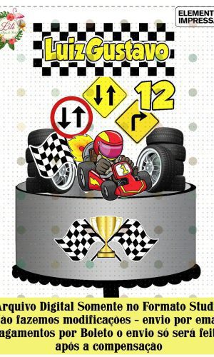 Arquivo de Corte - Topo de Bolo Kart Corrida Carros Ref 379